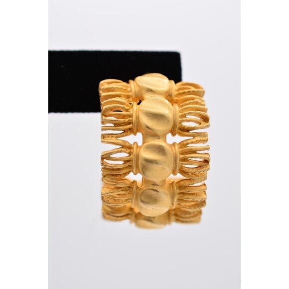 Givenchy Vintage Dangle Earrings Brushed Gold Rope Tassel Chunky Signed 80s Bin7 - Picture 7 of 12